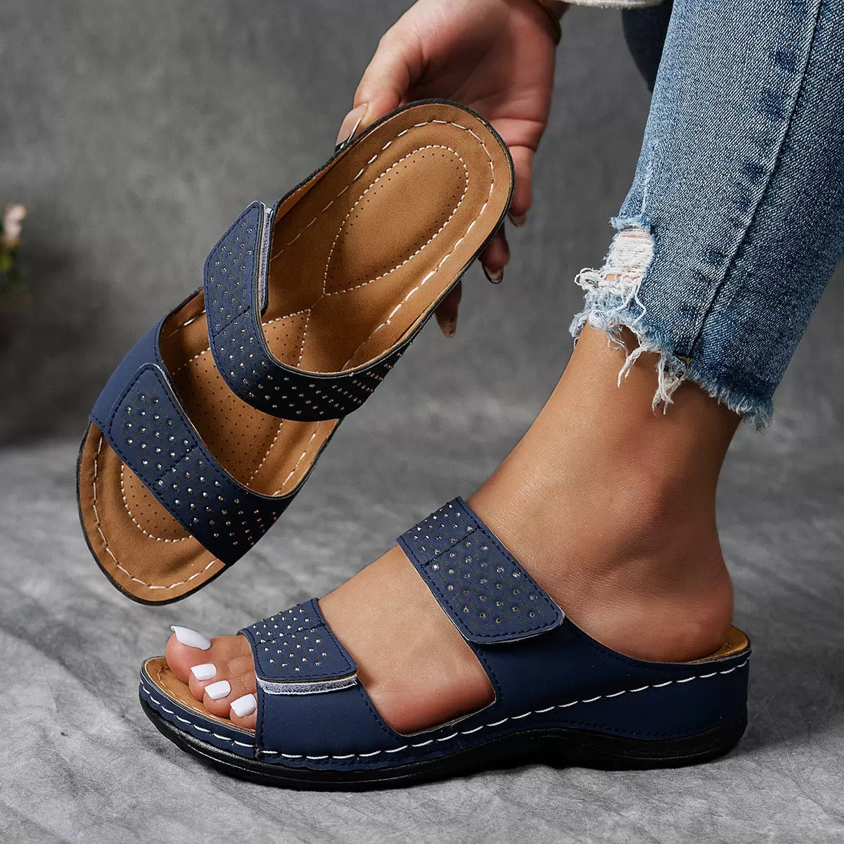 Eva | Ergonomiska sandaler i svart läder