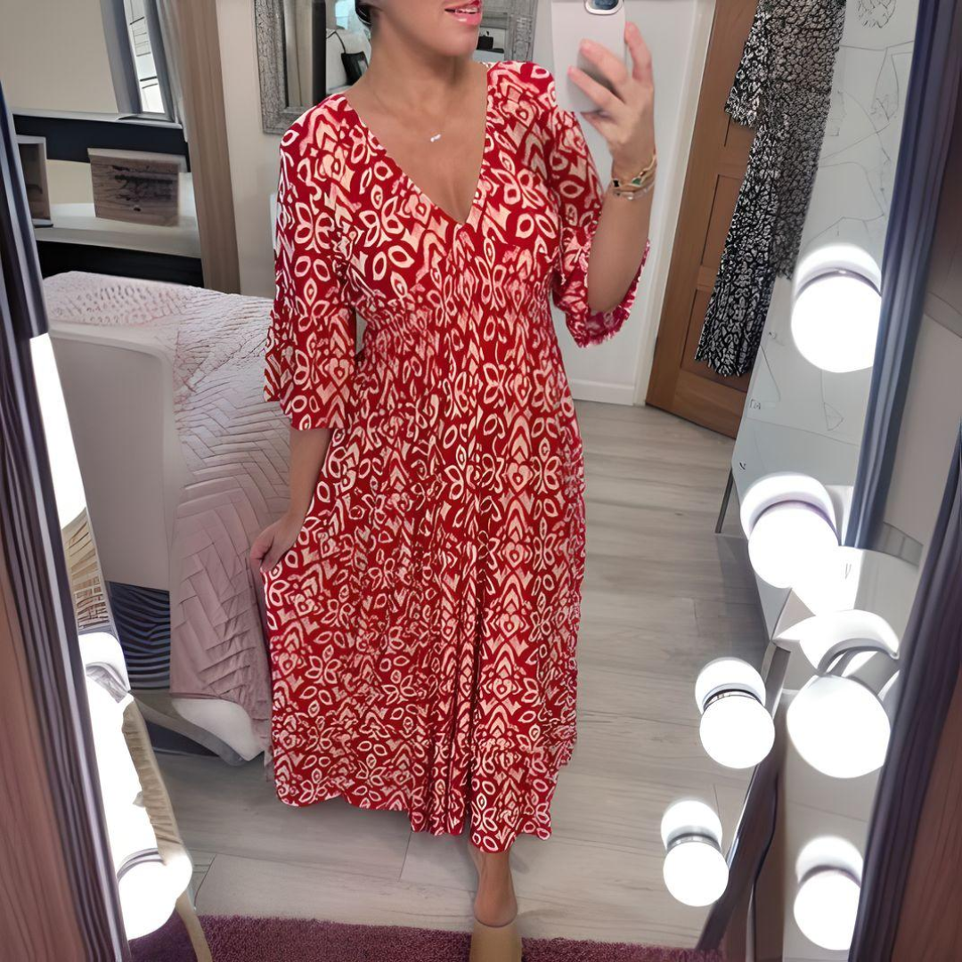 Elsa | flödande boho-klänning i viskös material, svart