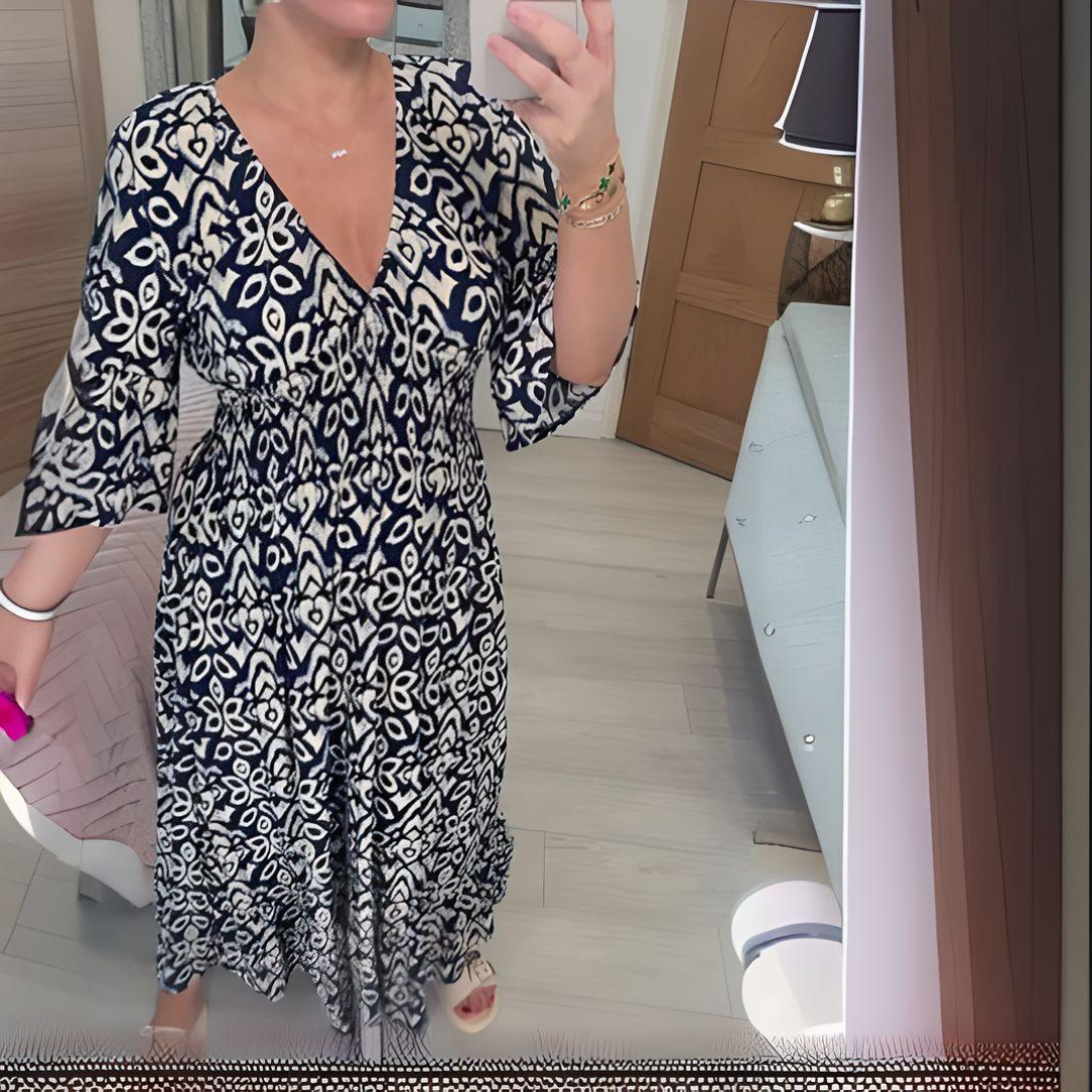 Lillia - Boho Tryckt Klänning