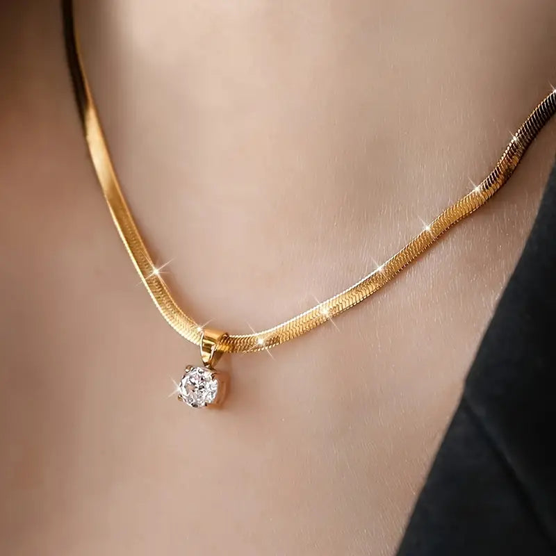Sara | Elegant Guld Rhinestone Hänge Halsband