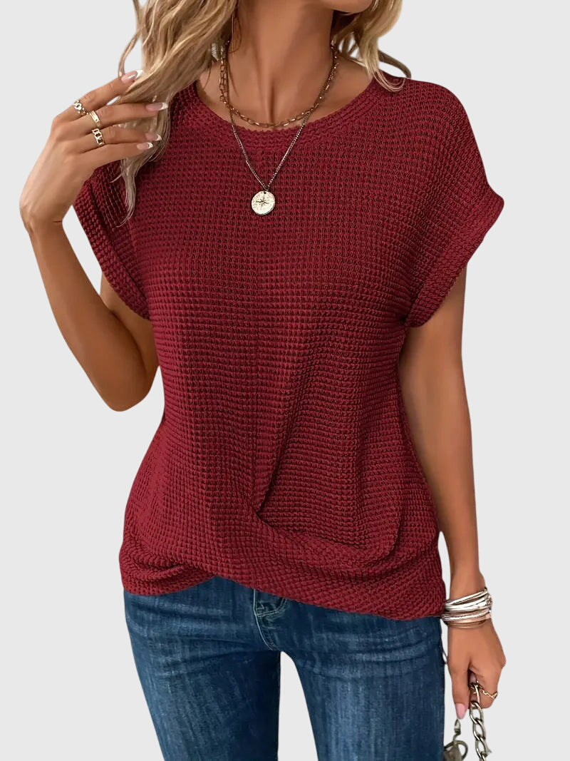 Edith | Blus med Rund Hals i Bomull Orange