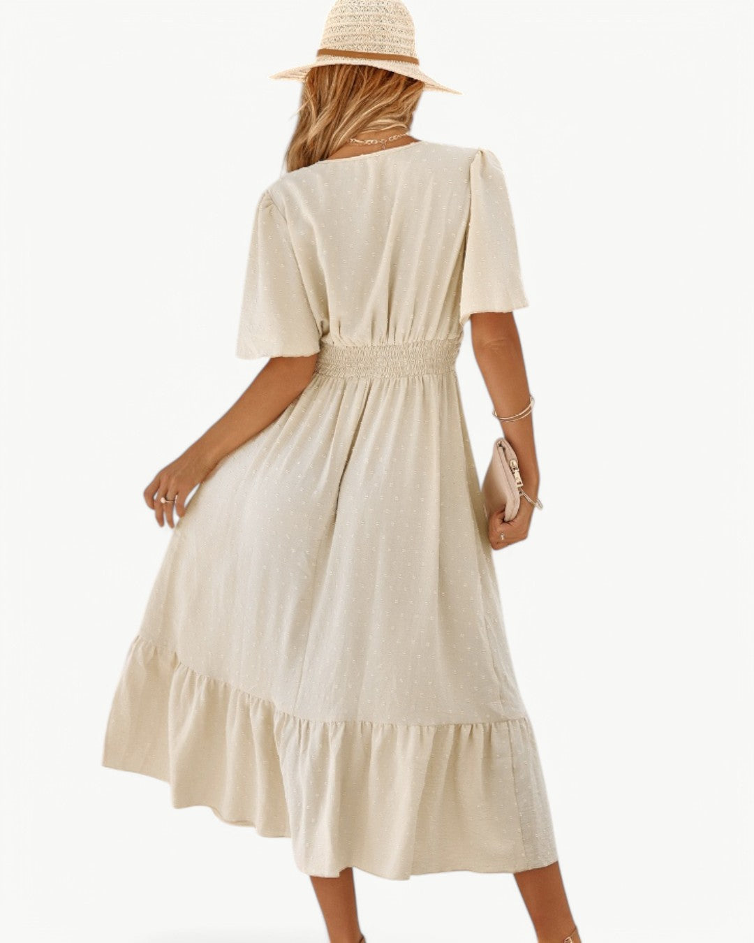 Hilda | ELEGANT FLÖDANDE SOMMAR V-HALS KLÄNNING
