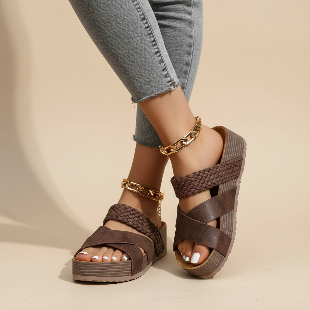 Ida | Ergonomiska Sandaler i Svart Läder