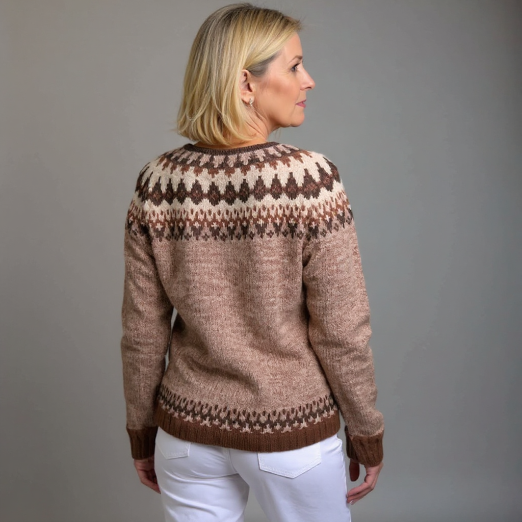 Hilda | Vintage stickad kofta i creme, klassisk passform, bomullsblandning