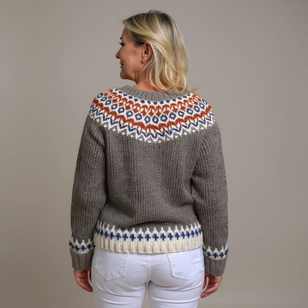 Alma | Vintage stickad kofta beige regular fit