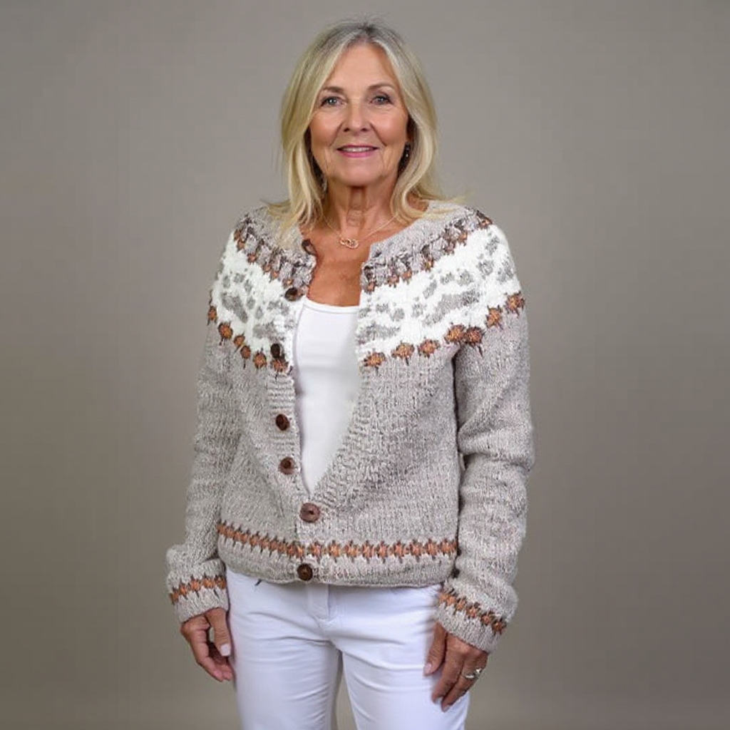 Ida | Vintage stickad kofta i beige, mjuk och bekväm passform