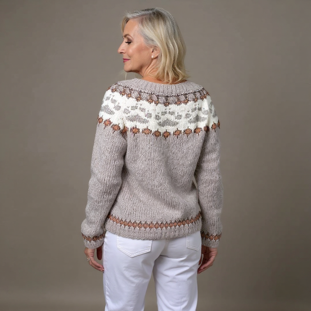 Ida | Vintage stickad kofta i beige, mjuk och bekväm passform