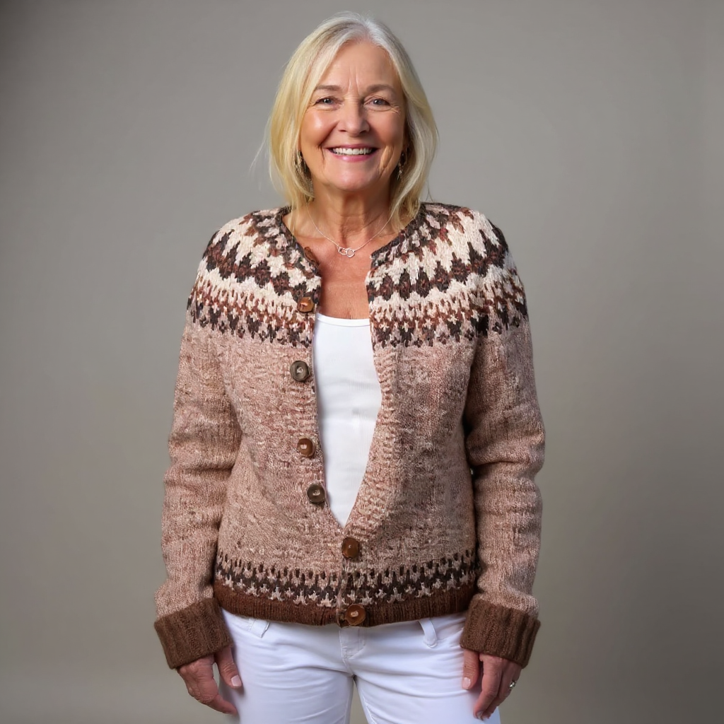 Hilda | Vintage stickad kofta i creme, klassisk passform, bomullsblandning