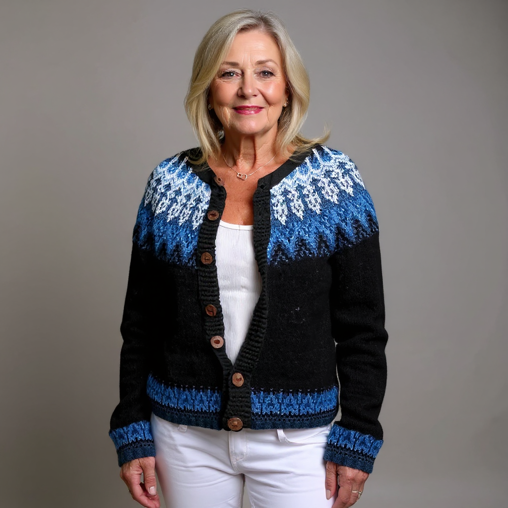 Ingrid | Vintage stickad kofta i bomull, oversized passform, naturfärgad