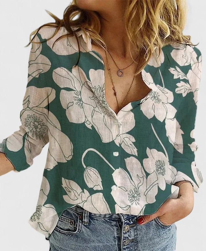 Britta | Elegant Blus i Vit Bomull med Klassisk Skjortsnitt