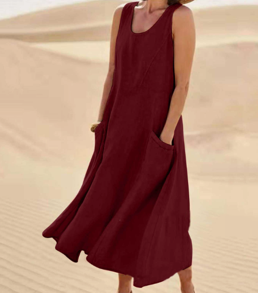 Merna | Bekväm A-Linjeklänning i Midi-längd