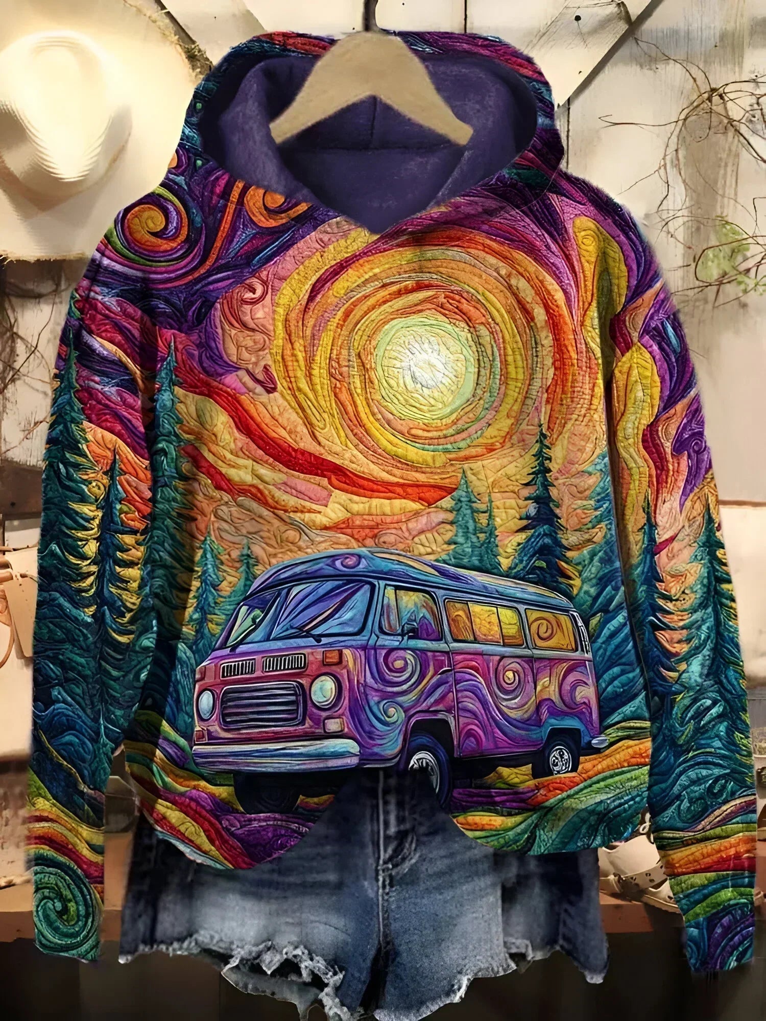 Sara | Retro Hoodie Med Roadtripmotiv