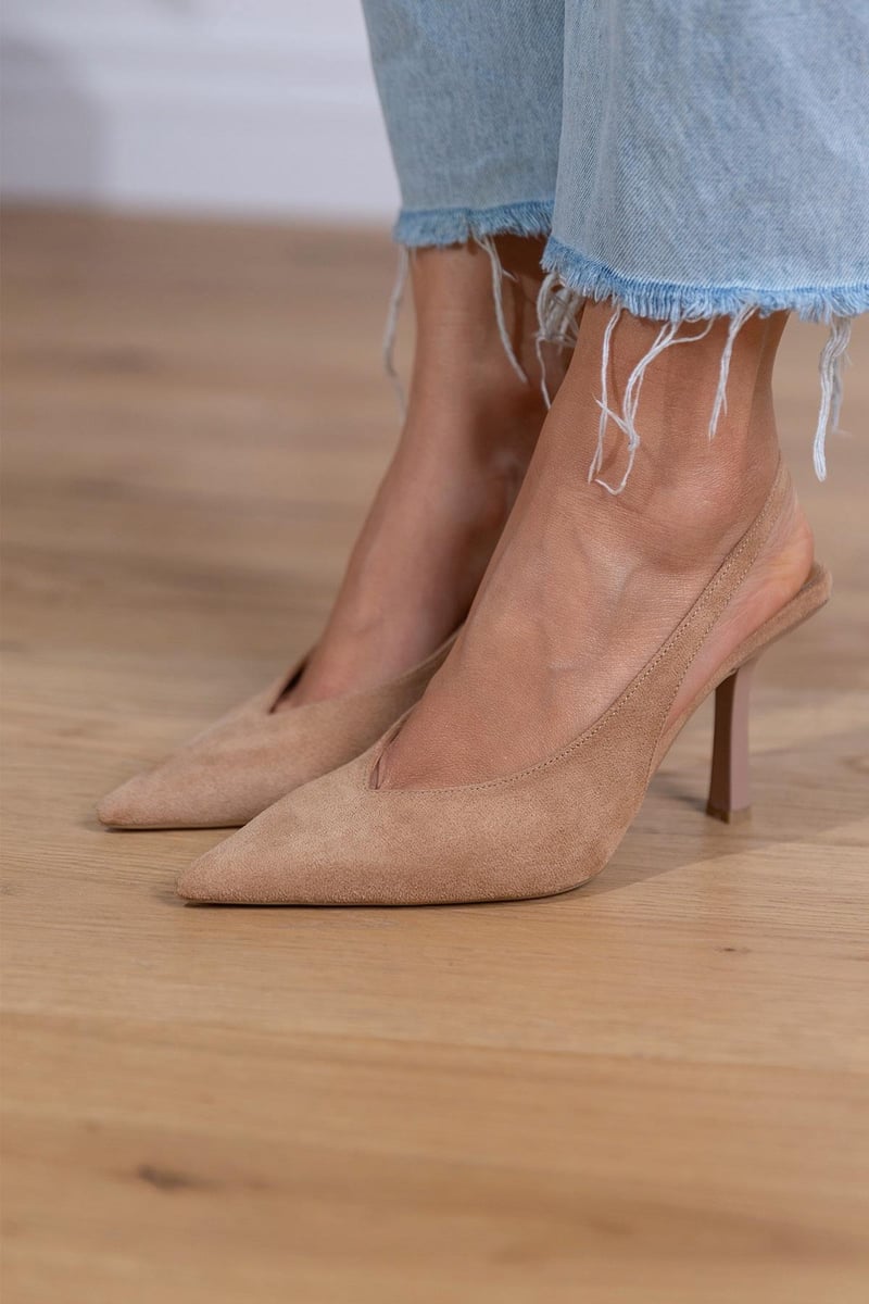 Maja | Mocka Slingback-Klackar i Beige