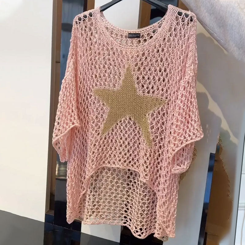 Sanna | Zabrina – Stickad Topp med Stjärnmönster