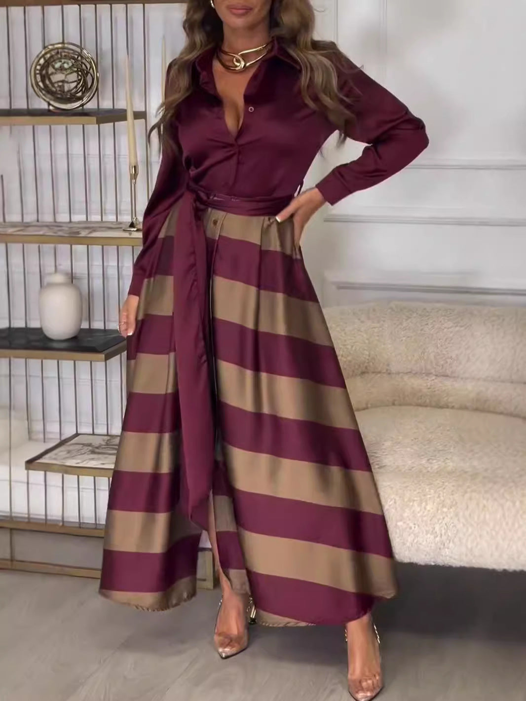Tyra | Randig Maxi Klänning