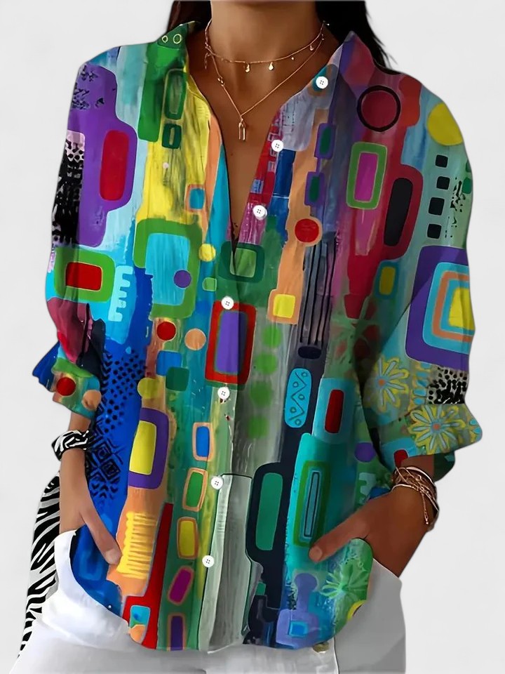 Tyra | Geometriskt Mönster Blus